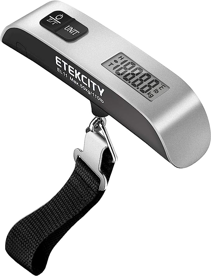 Etekcity Luggage Scale, Travel Essentials, Digital Weight Scales for Travel Accessories, Portable Handheld Scale with Temperature Sensor, Rubber Paint, 110 Pounds,