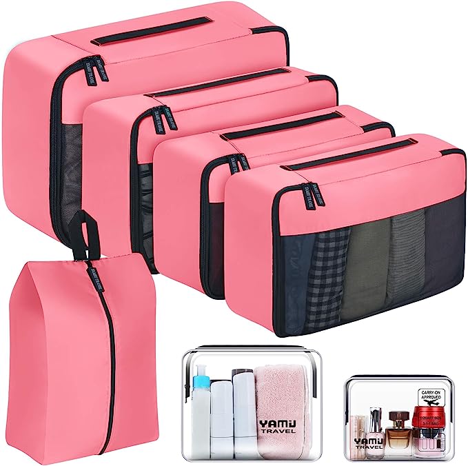 trending pink travel packing cubes